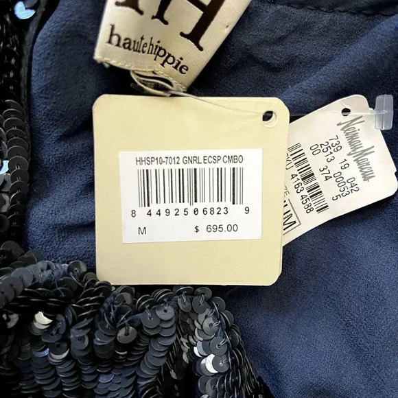 HAUTE HIPPIE sequin cocktail dress relaxed fit size Medium Gray and black NEW - Picture 9 of 12